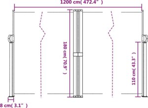 vidaXL Zwijana markiza boczna na taras, antracytowa, 180 x 600 cm 10