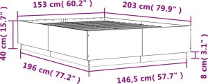 vidaXL Rama łóżka, biała, 150x200 cm, materiał drewnopochodny 8