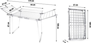 Suszarka na pranie Massido Suszarka na pranie stojąca rozkładana Lina 22 mb stal nierdzewna 6