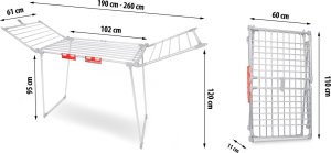 Suszarka na pranie Massido Suszarka na pranie stojąca rozkładana Lydia 27 mb stal nierdzewna 6