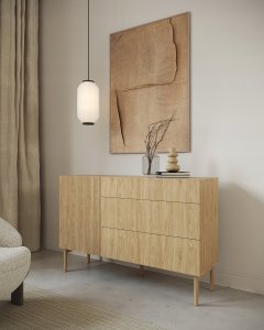 Selsey Komoda jednodrzwiowa Nolie z trzema szufladami 140 cm Dąb Olejowany 7