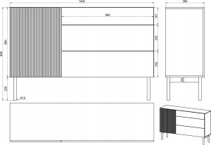 Selsey Komoda jednodrzwiowa Nolie z trzema szufladami 140 cm Dąb Olejowany 8