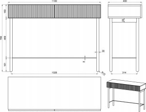 Selsey Toaletka Nolie z szufladami i nóżkami 110 cm Dąb Olejowany 7