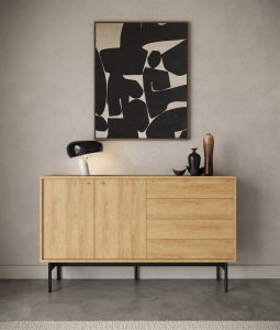 Selsey Komoda dwudrzwiowa Olar 154cm z czterema szufladami Hikora naturalna 2