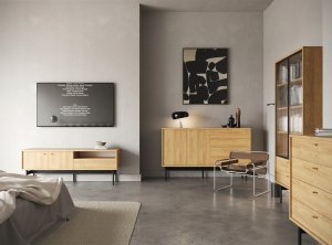 Selsey Komoda dwudrzwiowa Olar 154cm z czterema szufladami Hikora naturalna 3