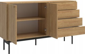 Selsey Komoda dwudrzwiowa Olar 154cm z czterema szufladami Hikora naturalna 7