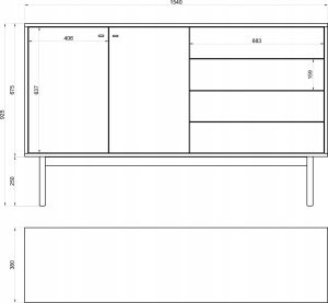 Selsey Komoda dwudrzwiowa Olar 154cm z czterema szufladami Hikora naturalna 8