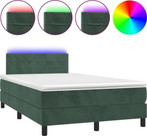 vidaXL vidaXL Łóżko kontynentalne z materacem i LED, ciemna zieleń, 120x190cm 2