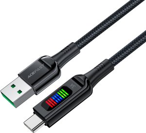 Acefast Kabel przewód USB-A - USB-C 60W z wyświetlaczem 1.2m czarny Kabel przewód USB-A - USB-C 60W z wyświetlaczem 1.2m czarny 2