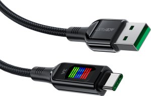 Acefast Kabel przewód USB-A - USB-C 60W z wyświetlaczem 1.2m czarny Kabel przewód USB-A - USB-C 60W z wyświetlaczem 1.2m czarny 3
