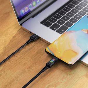 Acefast Kabel przewód USB-A - USB-C 60W z wyświetlaczem 1.2m czarny Kabel przewód USB-A - USB-C 60W z wyświetlaczem 1.2m czarny 5
