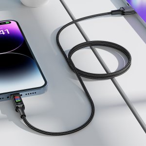 Acefast Kabel przewód USB-A - USB-C 60W z wyświetlaczem 1.2m czarny Kabel przewód USB-A - USB-C 60W z wyświetlaczem 1.2m czarny 6