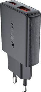 Ładowarka Acefast Mała płaska ładowarka sieciowa GaN PD 30W USB-A USB-C czarna Mała płaska ładowarka sieciowa GaN PD 30W USB-A USB-C czarna 1