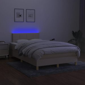 vidaXL vidaXL Łóżko kontynentalne z materacem, kremowe, 120x190 cm, tkanina 5
