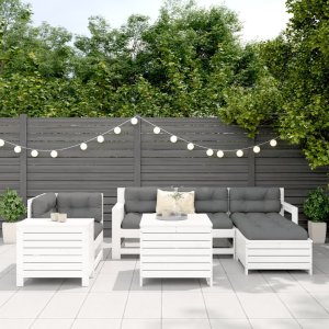 vidaXL vidaXL 7-cz. zestaw wypoczynkowy do ogrodu, biały, lite drewno sosnowe 3
