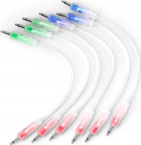 Kabel Medialove Kable patch proste LED 120cm Eurorack6sztuk 3,5mm Mono męskie minijack 1