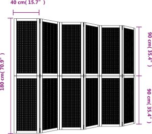 vidaXL vidaXL Parawan pokojowy, 6-panelowy, brązowy, lite drewno paulowni 8