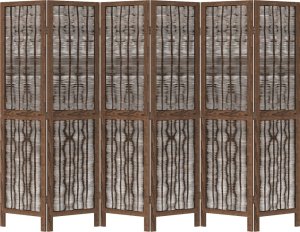 vidaXL vidaXL Parawan pokojowy, 6-panelowy, ciemny brąz, lite drewno paulowni 4