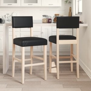 vidaXL vidaXL Krzesła barowe, 2 szt., lite drewno kauczukowe i sztuczna skóra 1