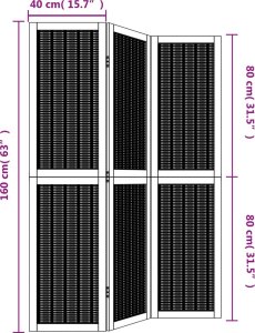 vidaXL vidaXL Parawan pokojowy, 3-panelowy, lite drewno paulowni 8