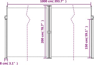 vidaXL vidaXL Zwijana markiza boczna, niebieska 200x1000 cm 10