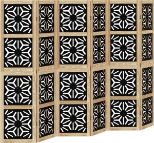 vidaXL vidaXL Parawan pokojowy, 6-panelowy, brązowo-czarny, lita paulownia 2