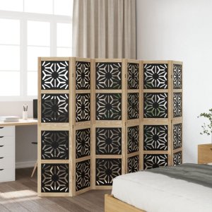 vidaXL vidaXL Parawan pokojowy, 6-panelowy, brązowo-czarny, lita paulownia 3