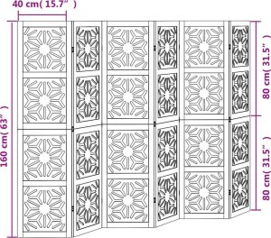 vidaXL vidaXL Parawan pokojowy, 6-panelowy, brązowo-czarny, lita paulownia 8