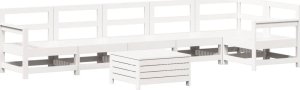 vidaXL vidaXL 7-cz. zestaw wypoczynkowy do ogrodu, biały, lite drewno sosnowe 2