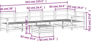 vidaXL vidaXL 7-cz. zestaw wypoczynkowy do ogrodu, biały, lite drewno sosnowe 10