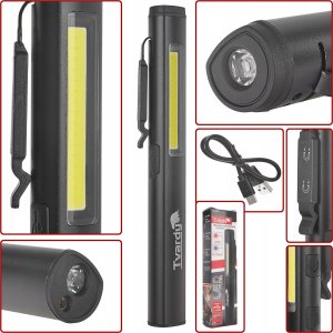 Tvardy Lampa warsztatowa inspekcyjna z magnesem LED COB 5W + 3W UV laser 800mAh 400lm IP44 (100) 1