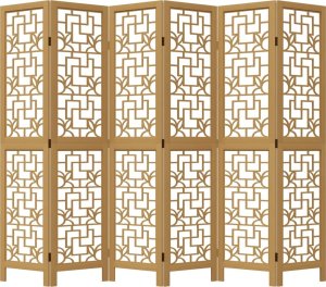vidaXL vidaXL Parawan pokojowy, 6-panelowy, brązowy, lite drewno paulowni 4