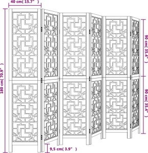 vidaXL vidaXL Parawan pokojowy, 6-panelowy, brązowy, lite drewno paulowni 8