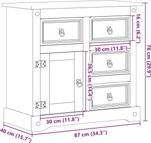 vidaXL Komoda Corona, 87x40x76 cm, lite drewno sosnowe 9