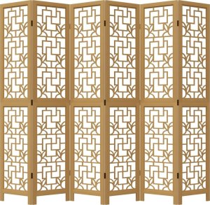 vidaXL vidaXL Parawan pokojowy, 6-panelowy, brązowy, lite drewno paulowni 4