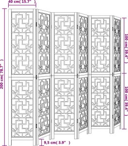 vidaXL vidaXL Parawan pokojowy, 6-panelowy, brązowy, lite drewno paulowni 8