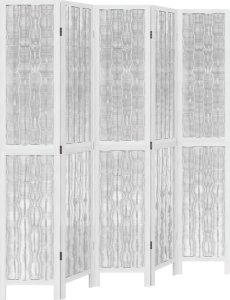 vidaXL vidaXL Parawan pokojowy, 5-panelowy, biały, lite drewno paulowni 2