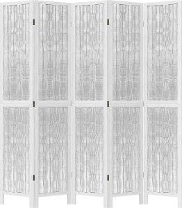 vidaXL vidaXL Parawan pokojowy, 5-panelowy, biały, lite drewno paulowni 4