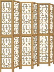 vidaXL vidaXL Parawan pokojowy, 6-panelowy, brązowy, lite drewno paulowni 2