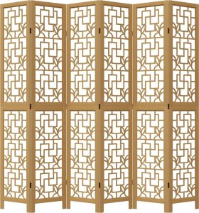 vidaXL vidaXL Parawan pokojowy, 6-panelowy, brązowy, lite drewno paulowni 4