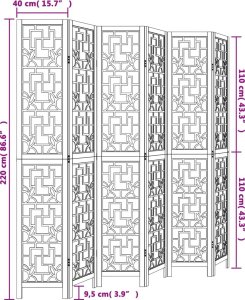 vidaXL vidaXL Parawan pokojowy, 6-panelowy, brązowy, lite drewno paulowni 8