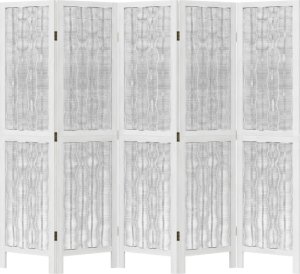 vidaXL vidaXL Parawan pokojowy, 5-panelowy, biały, lite drewno paulowni 4