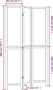vidaXL vidaXL Parawan pokojowy, 3-panelowy, biały, lite drewno paulowni 8