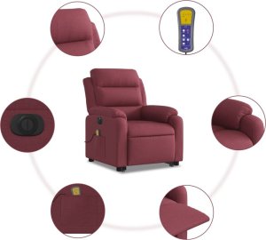 vidaXL Podnoszony fotel masujący, elektryczny, rozkładany, czerwony 8