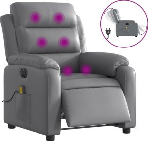 vidaXL Rozkładany fotel masujący, elektryczny, szary, sztuczna skóra 2