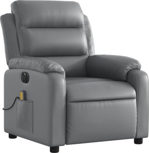 vidaXL Rozkładany fotel masujący, elektryczny, szary, sztuczna skóra 4