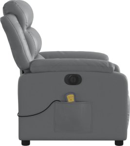 vidaXL Rozkładany fotel masujący, elektryczny, szary, sztuczna skóra 10