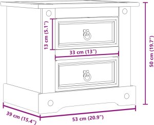 vidaXL Szafka nocna Corona, 53x39x50 cm, lite drewno sosnowe 9