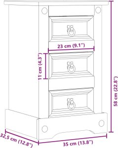 vidaXL Szafka nocna Corona, 35x32,5x58 cm, lite drewno sosnowe 9