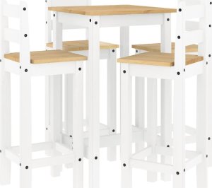 vidaXL vidaXL 5-cz. zestaw mebli barowych, biały, lite drewno sosnowe 2